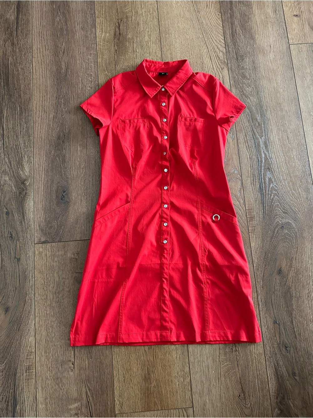 Daily Sports Red Collared Button Dress